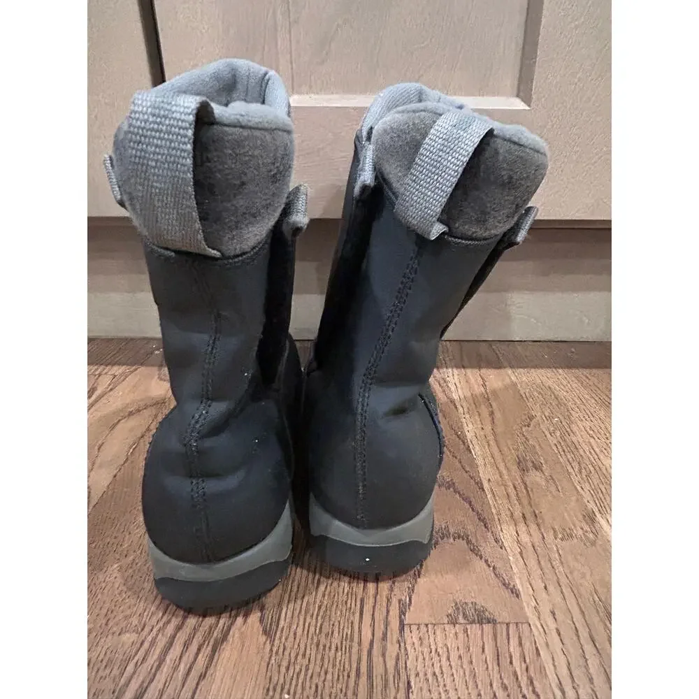 Lands' End Kids Sz 2 Flurry Snow Boots Black Insulated Winter Waterproof Cozy